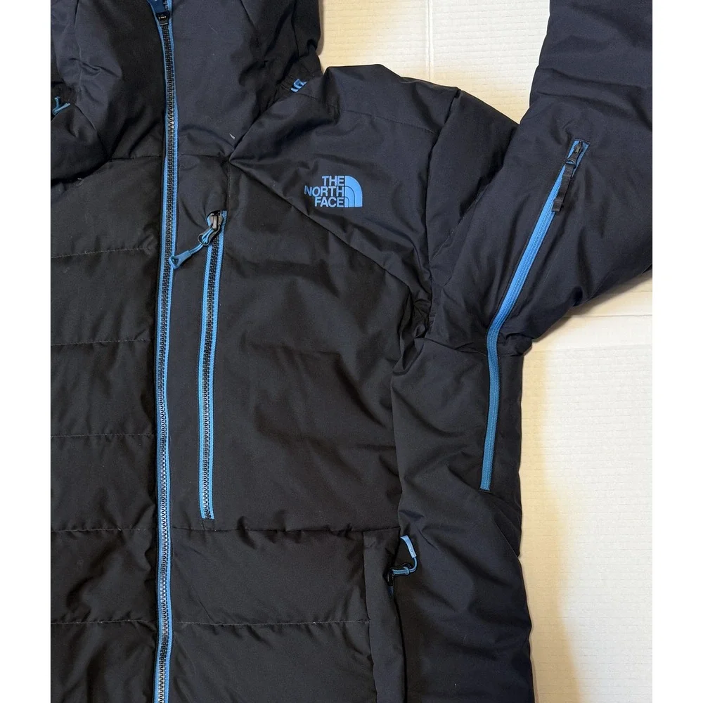 THE NORTH FACE Pro Project - Men's Insulated Down Jacket Black Blue Hooded - XL
